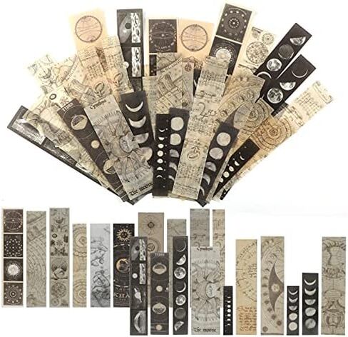 40pcs Vintage Astronomy Washi Stickers Journal Aesthetic Stickers Includes Moon Planets Space Solar Galaxy Celestial for Adults Students Diary Notebook Scrapbook in Saudi Arabia