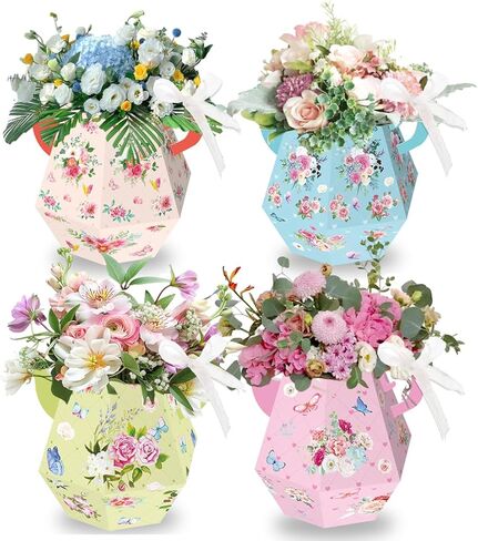 12 Pcs Tea Party Decorations, Flower Boxes Centerpiece Floral Teapot Vase Table Decor for Birthday Baby Shower Bridal Wedding Princess Tea Party Decorations Supplies in Saudi Arabia