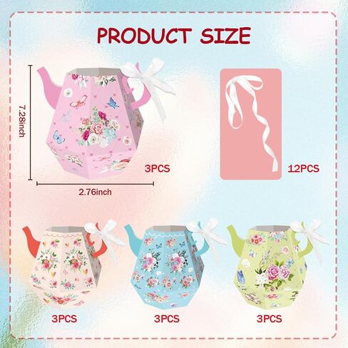 12 Pcs Tea Party Decorations, Flower Boxes Centerpiece Floral Teapot Vase Table Decor for Birthday Baby Shower Bridal Wedding Princess Tea Party Decorations Supplies in Saudi Arabia