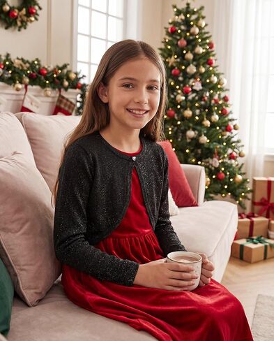 BOLEROSE Girls Long Sleeve Sparkle Cardigan Childrens Kids Bolero Shrug in Kuwait