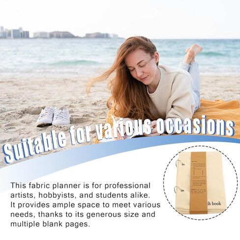 lvifloae Blank Fabric Sketchbook Art Journaling Fabric Sketch Book Linen Folding Portable Travel Journal Fabric Planner Notebook Stitchbook Spiral Bound Sketchbook for Drawing Writing in Saudi Arabia