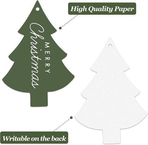 Whaline 60 Pcs Merry Christmas Paper Gift Tags Blank Tags Xmas Pine Tree Shaped Hanging Labels with Hemp Rope for Winter Holiday Party Present DIY Crafts, 3 Designs in Saudi Arabia