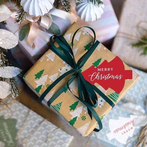 Whaline 60 Pcs Merry Christmas Paper Gift Tags Blank Tags Xmas Pine Tree Shaped Hanging Labels with Hemp Rope for Winter Holiday Party Present DIY Crafts, 3 Designs in Saudi Arabia
