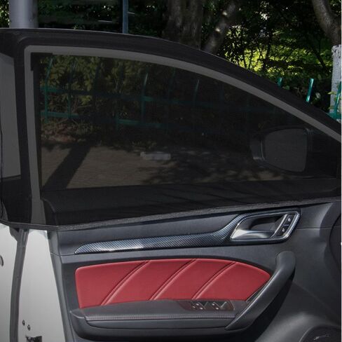 2pcs Retractable Car Sunshade Curtains Summer Sunscreen Anti-Mosquito Screen Window Shade Universal Auto Accessory,Front (43cm) in Saudi Arabia