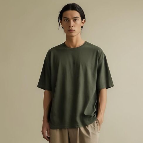 Mens Oversized T-Shirts Fashion Loose Fit Crewneck Tshirt Streetwear Heavyweight Short Sleeve Tee Shirt in Saudi Arabia