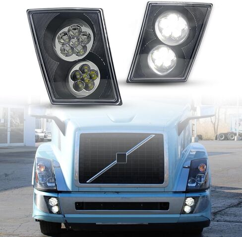لمصابيح الضباب VNL LED المتوافقة مع 2003-2017 فولفو VNL VN Haul Truck مصابيح الضباب زوج مصابيح النهار الجري اليسار واليمين in Kuwait