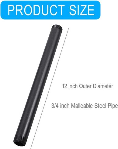 10 Pack 3/4 Inches x 10 Inches Black Malleable Steel Nipples Fitting, DIY Steampunk Industrial Vintage Style. in Kuwait