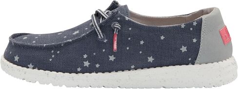 Hey Dude Girl's Wendy Youth Linen Grey Multiple | Girl’s Shoes | Girl’s Lace Up Loafers | Comfortable & Light-Weight in Kuwait