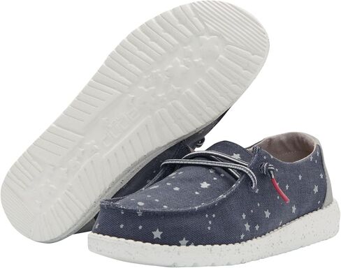 Hey Dude Girl's Wendy Youth Linen Grey Multiple | Girl’s Shoes | Girl’s Lace Up Loafers | Comfortable & Light-Weight in Kuwait