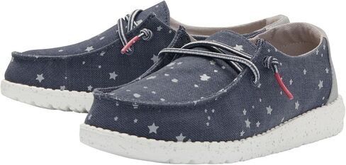 Hey Dude Girl's Wendy Youth Linen Grey Multiple | Girl’s Shoes | Girl’s Lace Up Loafers | Comfortable & Light-Weight in Kuwait