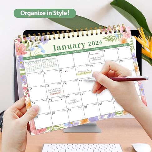 تقويم مكتب 2026، تقويم سطح المكتب 2026 غطاء فليب واقف 12 شهرًا (يناير - ديسمبر)، مخطط مكتب صغير مع ملصقات وملاحظات لملحقات المكتب واللوازم المدرسية المنزلية، 8 بوصة × 6 بوصة، زهري in Kuwait