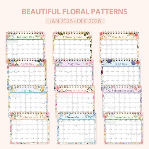 تقويم مكتب 2026، تقويم سطح المكتب 2026 غطاء فليب واقف 12 شهرًا (يناير - ديسمبر)، مخطط مكتب صغير مع ملصقات وملاحظات لملحقات المكتب واللوازم المدرسية المنزلية، 8 بوصة × 6 بوصة، زهري in Kuwait