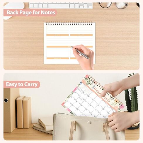 تقويم مكتب 2026، تقويم سطح المكتب 2026 غطاء فليب واقف 12 شهرًا (يناير - ديسمبر)، مخطط مكتب صغير مع ملصقات وملاحظات لملحقات المكتب واللوازم المدرسية المنزلية، 8 بوصة × 6 بوصة، زهري in Kuwait