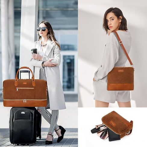 Weekender Bag for Women, Travel Duffel Bag Carry On Overnight Bag with Shoe Compartment Large Nylon Travel Weekend Tote Bag in Kuwait