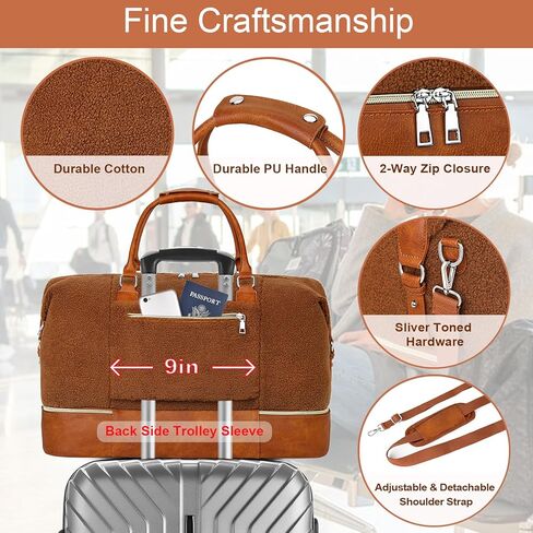 Weekender Bag for Women, Travel Duffel Bag Carry On Overnight Bag with Shoe Compartment Large Nylon Travel Weekend Tote Bag in Kuwait