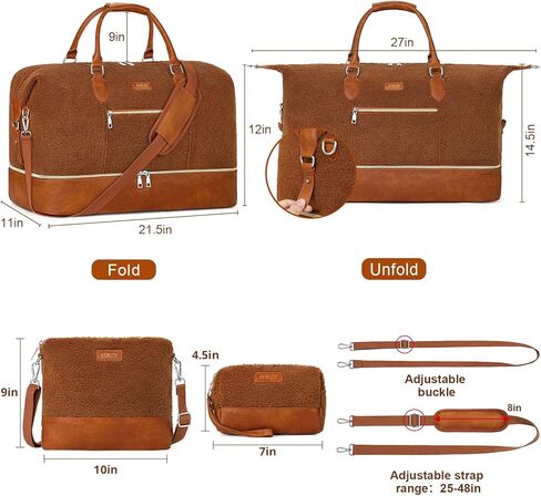 Weekender Bag for Women, Travel Duffel Bag Carry On Overnight Bag with Shoe Compartment Large Nylon Travel Weekend Tote Bag in Kuwait