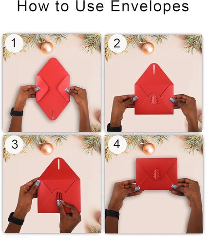 50 حزمة من مظاريف عيد الميلاد مقاس 4 × 6 مع بطاقات، ومغلفات صغيرة بمشبك شجرة عيد الميلاد لمستلزمات هدايا عيد الميلاد بحروف احتفالية (أخضر) in Kuwait