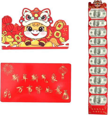 6pcs Chinese New Year Red Envelopes, 2026 Chinese Money Envelopes with 10 Slots Red Packets Hong Bao Lucky Calendar Gifts New Year Decoration for Spring Festival in Saudi Arabia