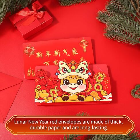6pcs Chinese New Year Red Envelopes, 2026 Chinese Money Envelopes with 10 Slots Red Packets Hong Bao Lucky Calendar Gifts New Year Decoration for Spring Festival in Saudi Arabia