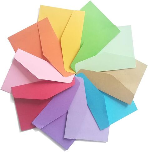 50 Pcs Mini Envelopes, 10 Colors Gift Card Envelopes, Perfect for Personalize Gift Cards, Birthday Party, Wedding or Thanks Giving Cards (4.5 x 3.2 Inches) in Saudi Arabia
