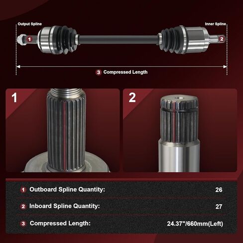 Anytek CV عمود المحور الأمامي الأيسر لهوندا أكورد 2003 2004 2005 2006 2007 2.4L ناقل حركة أوتوماتيكي استبدال فقط #44306SDAA01 NCV36125 664217 سائق السيرة الذاتية عمود المحور الجمعية in Kuwait