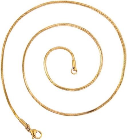 Real 18K Gold Plated 1.5mm Stainless Steel Square Snake Chain Necklaces Chains with Lobster Clarps for Jewelry Making in Saudi Arabia