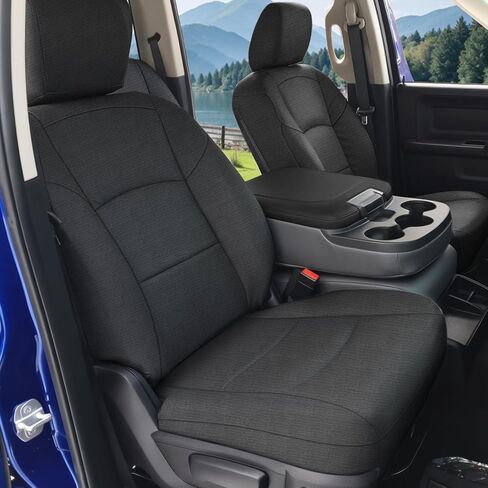 Front and Rear Seat Covers Compatible with 2019-2024 Dodge Ram 1500/2500/3500, Heavy Duty Neoprene Fabric in Kuwait