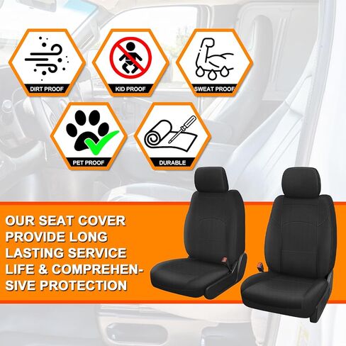 Front and Rear Seat Covers Compatible with 2019-2024 Dodge Ram 1500/2500/3500, Heavy Duty Neoprene Fabric in Kuwait