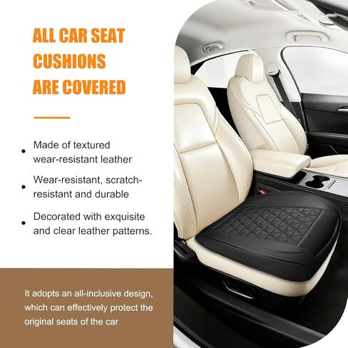 2PCS Leather Car Front Seat Cover, Anti-Slip & Full Wrap Driver Vehicle Seat Bottom Cushion Pad with Storage Pockets, Breathable Comfortable Automotive Chair Protector, Universal Fit (Black) in Saudi Arabia