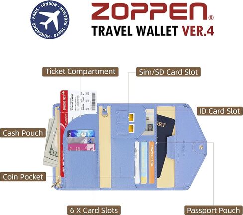 محفظة جواز السفر RFID متعددة الأغراض من Zoppen (إصدار 4) حامل منظم in Kuwait