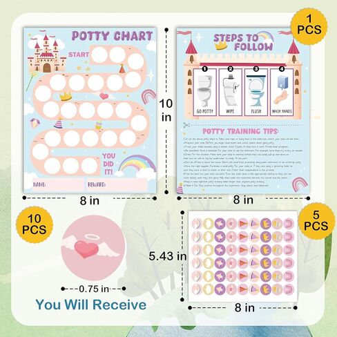 Potty Training Chart, 10 Truck Potty Training Reward Chart for Toilet Success, 8"x10" Routine Calendar with Stickers for Toddler Boys - B03 in Saudi Arabia
