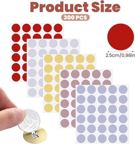 300 Pcs Scratch Off Labels Stickers, 1" Round Self-Adhesive Stickers, 5 Colors Round Circle Scratch Sticker, Lottery Tickets DIY Raffle Ticket, Reward Cards, Party Favors in Saudi Arabia