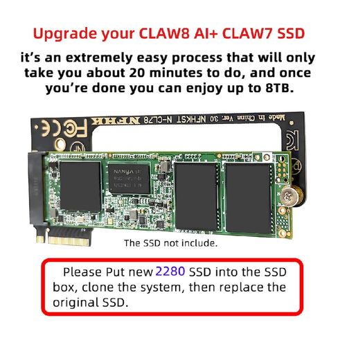 cablecc M-Key 22x30mm NVME to 22x80mm Extension Angled SSD Upgrade Adapter Compatible with ROG Ally Gaming in Saudi Arabia