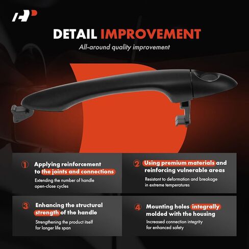 A-Premium Front Left Driver Side Exterior Door Handle with Keyhole Compatible with Kia Forte 2014-2018, Forte Koup 2014-2017, Primed Black in Saudi Arabia
