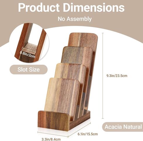 2 Pack Acacia Wood 4 Inch Wide pamphlet holder stand 4-Tier Flyer Display Stand 4×6 Inch Postcard Greeting Card Countertop Trifold Literature Holder Booklet Menu Organizer For Office Home in Saudi Arabia