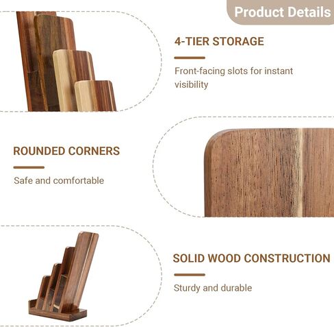 2 Pack Acacia Wood 4 Inch Wide pamphlet holder stand 4-Tier Flyer Display Stand 4×6 Inch Postcard Greeting Card Countertop Trifold Literature Holder Booklet Menu Organizer For Office Home in Saudi Arabia