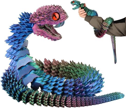 48 inch Super Large 3D Printed Snake with Movable Teeth and Flexible Joint 3D Printed Animals Toys Birthday in Saudi Arabia