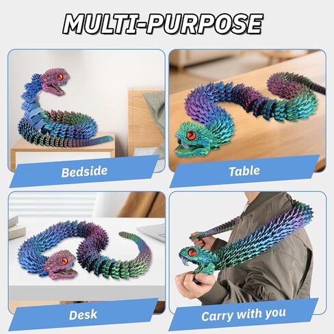 48 inch Super Large 3D Printed Snake with Movable Teeth and Flexible Joint 3D Printed Animals Toys Birthday in Saudi Arabia