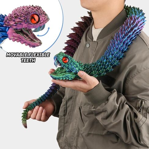 48 inch Super Large 3D Printed Snake with Movable Teeth and Flexible Joint 3D Printed Animals Toys Birthday in Saudi Arabia