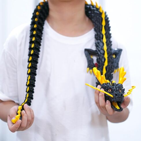 47.5inch Large 3D Printed Dragon,Flexible Joint Animal lacertid Figurines, Home Office Decor,Fidget Toy for Adults Teens Boy Festival Gifts,Easter Basket Stuffers ,Executive Desk Toy (white A) in Saudi Arabia