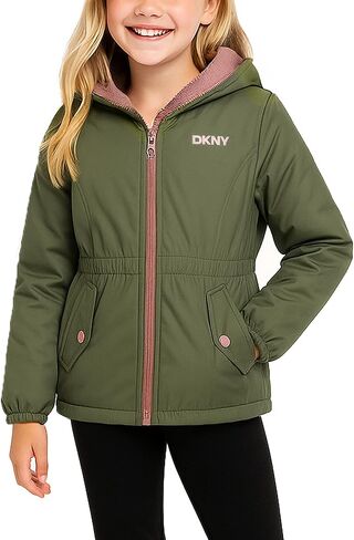 DKNY Girls' Winter Jacket - Polar Fleece Lined Anorak Parka - Weather Resistant Insulated Windbreaker Coat for Girls (7-16) in Kuwait