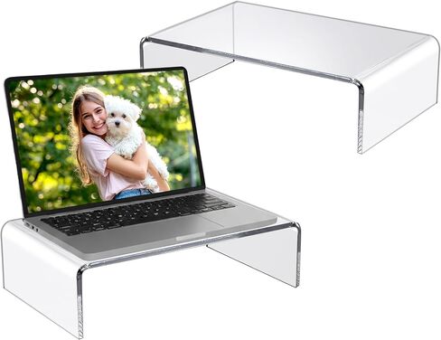 Amazing Abby Acrylic Monitor Stand Riser for Desk (1-Pack), Clear Plastic Computer Monitor Riser with Keyboard Storage, Heavy-Duty 3-3/8" Riser for PC Laptop Screen, Great for Home and Office Use in Saudi Arabia