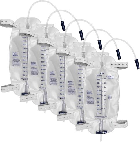 Urinary Drainage Bag 2000ml Disposable Urine Bags for Men with Anti-Reflux Chamber, 40" Drainage Tube with Sample Port and Clips, Professional Catheter Bags with T Valve Hanger and Rope in Kuwait
