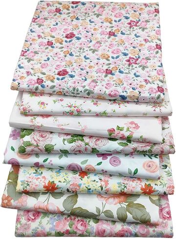 Floral Fabric by The Yard, Cotton Fabric Bundles, Pre-Cut Squares 20x20 Inches, for Sewing Craft Projects, 8 Pack in Saudi Arabia
