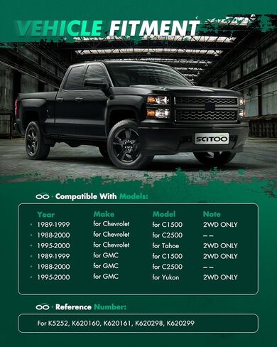 طقم تعليق SCITOO 6 قطع 2 وصلة نهاية شريط أمامي 2 علوي 2 ذراع تحكم سفلي ومفاصل كروية جانب الركاب مناسب لسيارة شيفروليه C1500 C2500 تاهو لجي إم سي C1500 C2500 يوكون in Kuwait