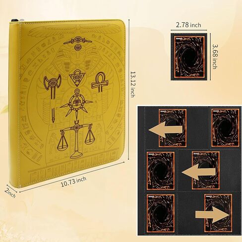 تسعة جيوب 360 شبكة لحافظة بطاقات yugioh مع غطاء - حافظة tcg لتخزين mtg وptcg والبطاقات - حافظة حامل بطاقات متينة (أصفر) in Kuwait