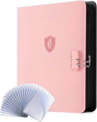 حافظة ذات 9 جيوب علوية مع قفل - تحمل 288 محمل علوي - ألبوم بطاقات ممتاز بسحاب على الوجهين للتجارة، MTG، البطاقات الرياضية (أسود) in Kuwait