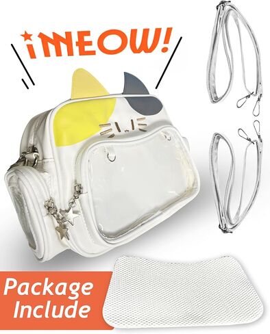 Cute Cat Ita Bag Pin Display Backpack,Shoulder Crossbody,Kawaii Purse with Insert,for Kpop Anime (Pins NOT Included) (Calico Cat) in Saudi Arabia