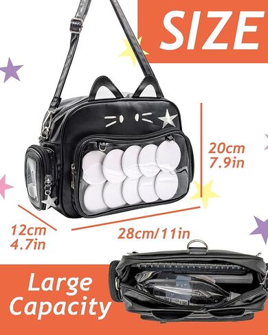 Cute Cat Ita Bag Pin Display Backpack,Shoulder Crossbody,Kawaii Purse with Insert,for Kpop Anime (Pins NOT Included) (Calico Cat) in Saudi Arabia