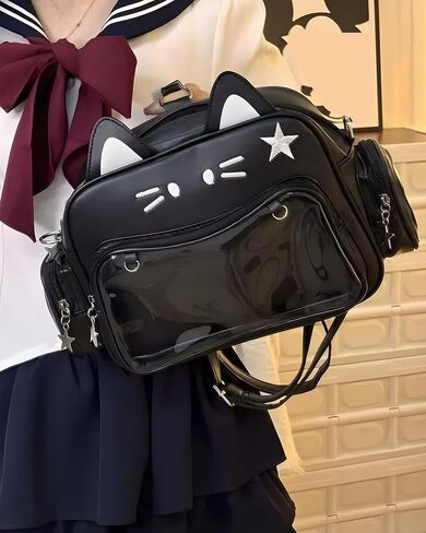 Cute Cat Ita Bag Pin Display Backpack,Shoulder Crossbody,Kawaii Purse with Insert,for Kpop Anime (Pins NOT Included) (Calico Cat) in Saudi Arabia